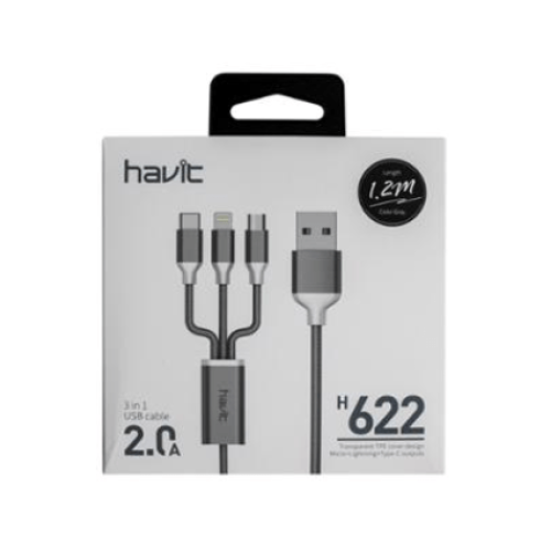 Havit Data and Charging Cable 3 in 1 USB cable (micro Lightning Type-C) (H622)